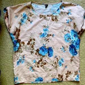 Flowered cap sleeve dress top size medium